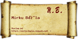 Mirku Béla névjegykártya